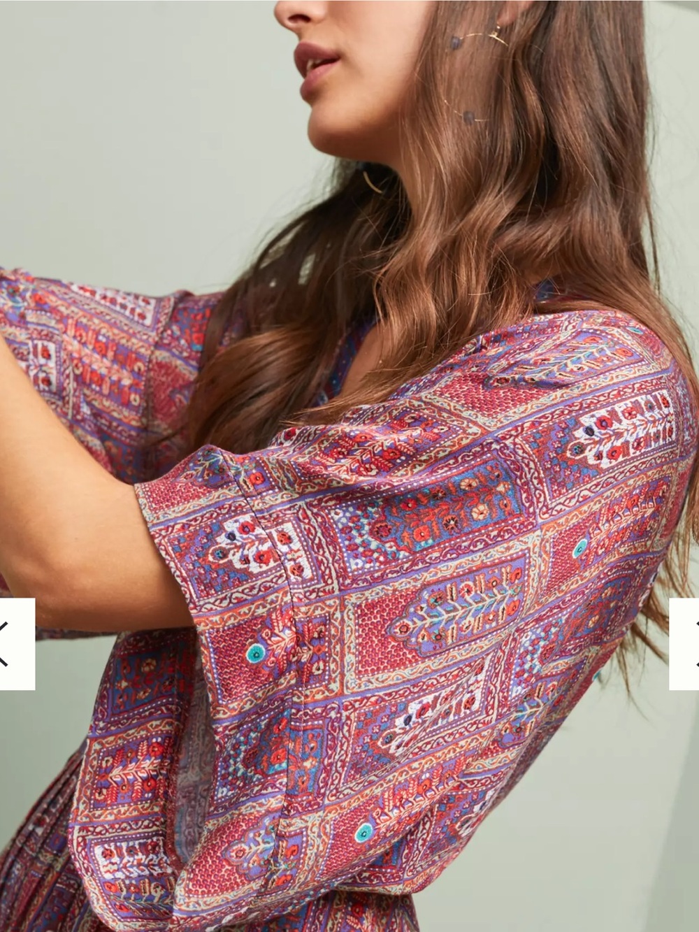 Tiny Anthropologie Omina Kimono Bohemian Print V Neck midi Dress size Medium - Picture 2 of 9